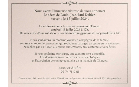 En Mémoire de Paulo (Jean-Paul) 